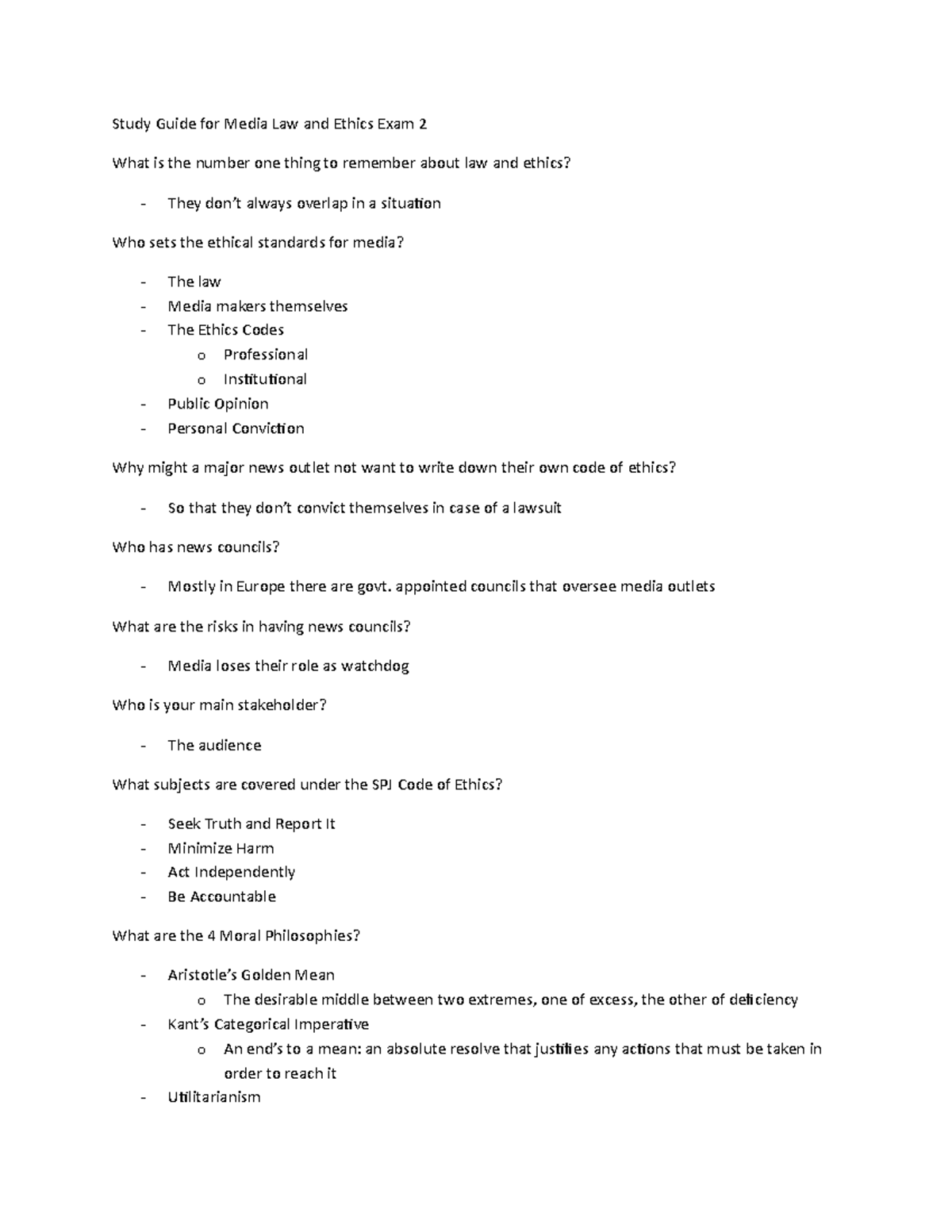 Study Guide for Media Law and Ethics Exam 2 - appointed councils that ...