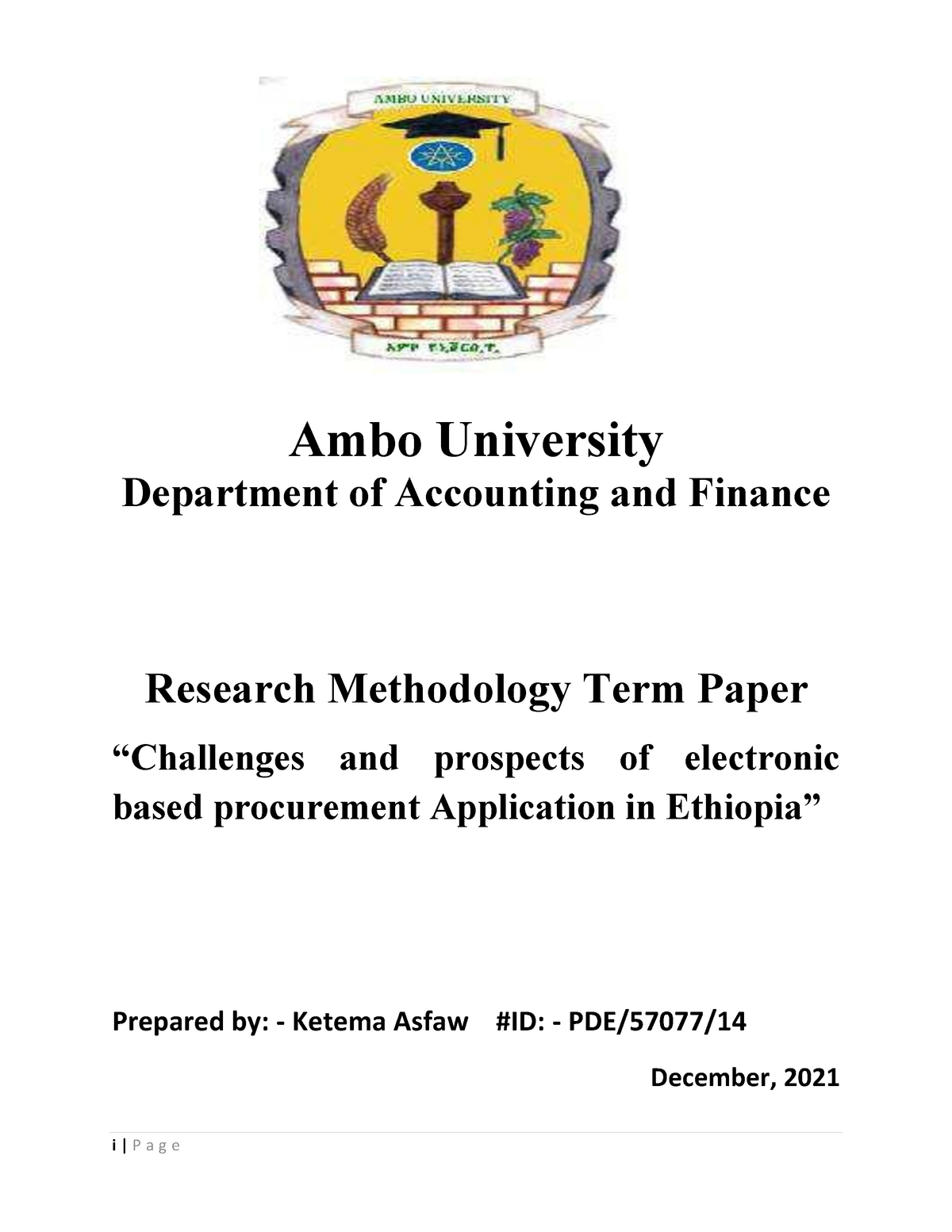 finance department research paper