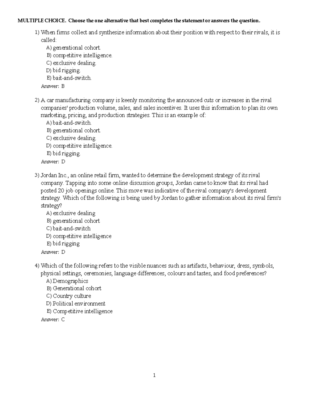 CH03 case study from the textbook - MULTIPLE CHOICE. Choose the one ...