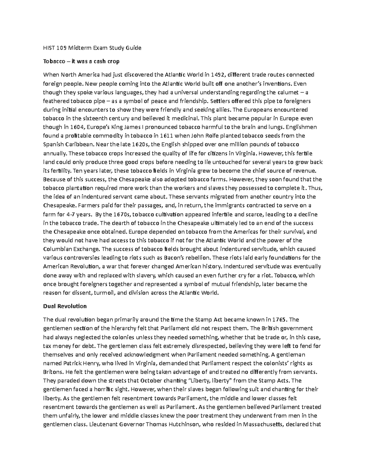 American History Course Notes - HIST 109 Midterm Exam Study Guide ...
