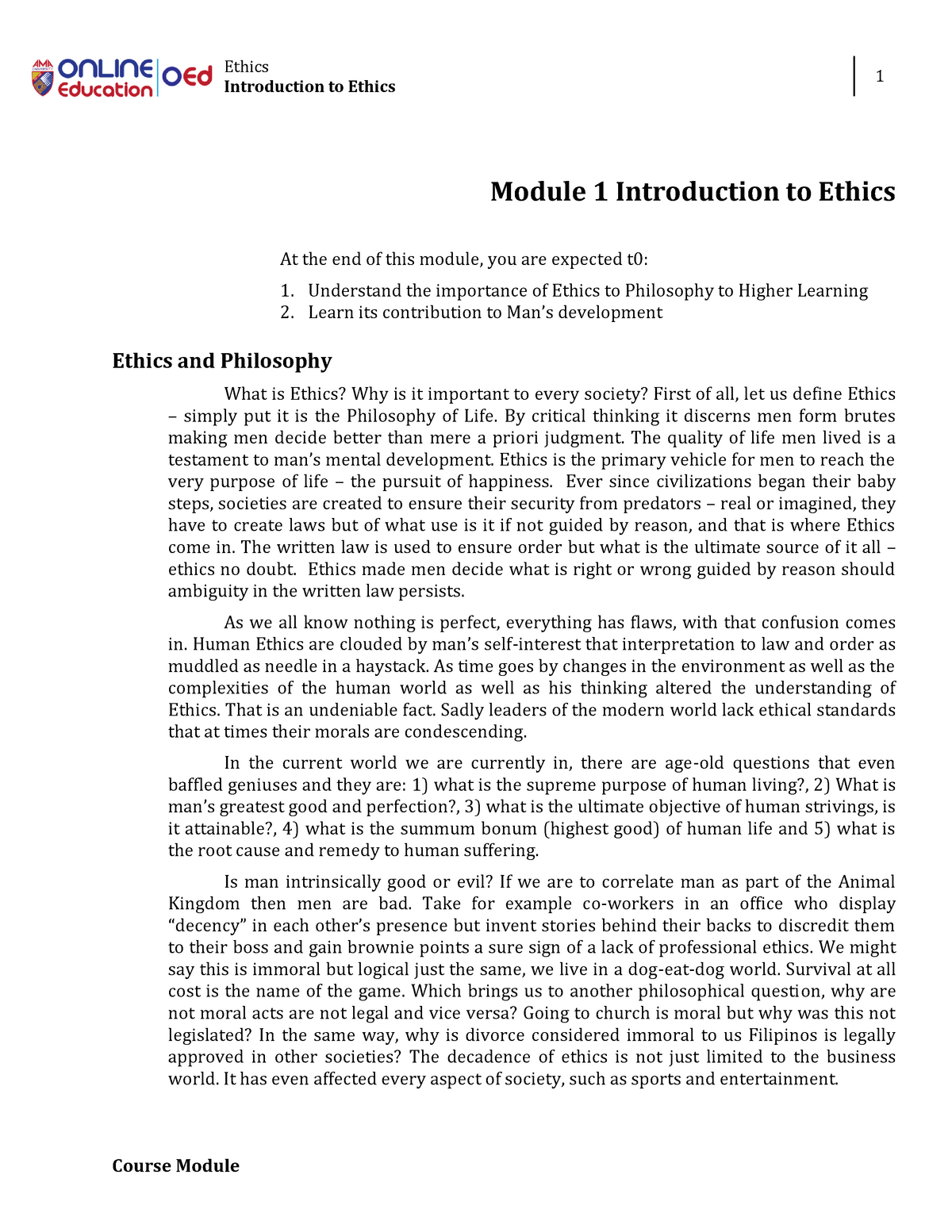 ethics and morality argumentative essay