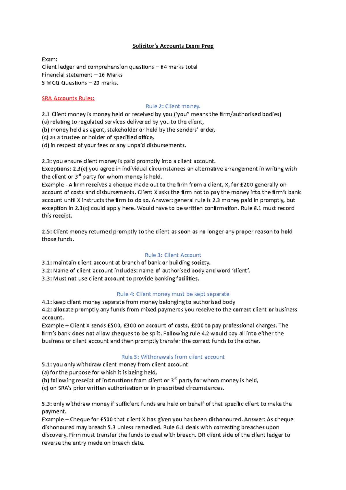 Solicitor's Accounts Exam prep Solicitor’s Accounts Exam Prep Exam