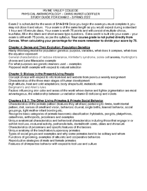 ANTH 1 Study Guide For Final Exam Spring 2022 - IRVINE VALLEY COLLEGE ...