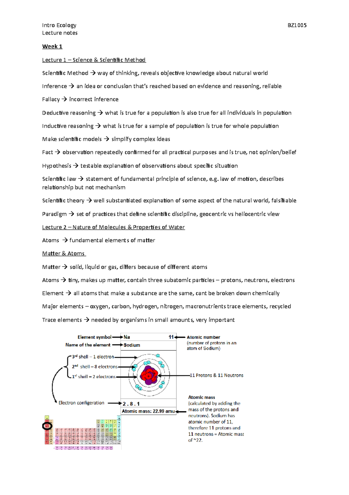 Module 1 - Lecture notes Week 1 Lecture 1 – Science & Scientific Method ...