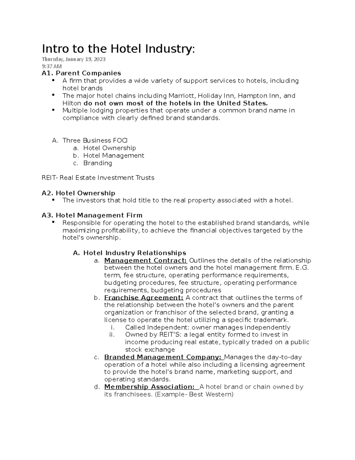 Chapter 1-Intro To The Hotel Industry - Intro To The Hotel Industry ...