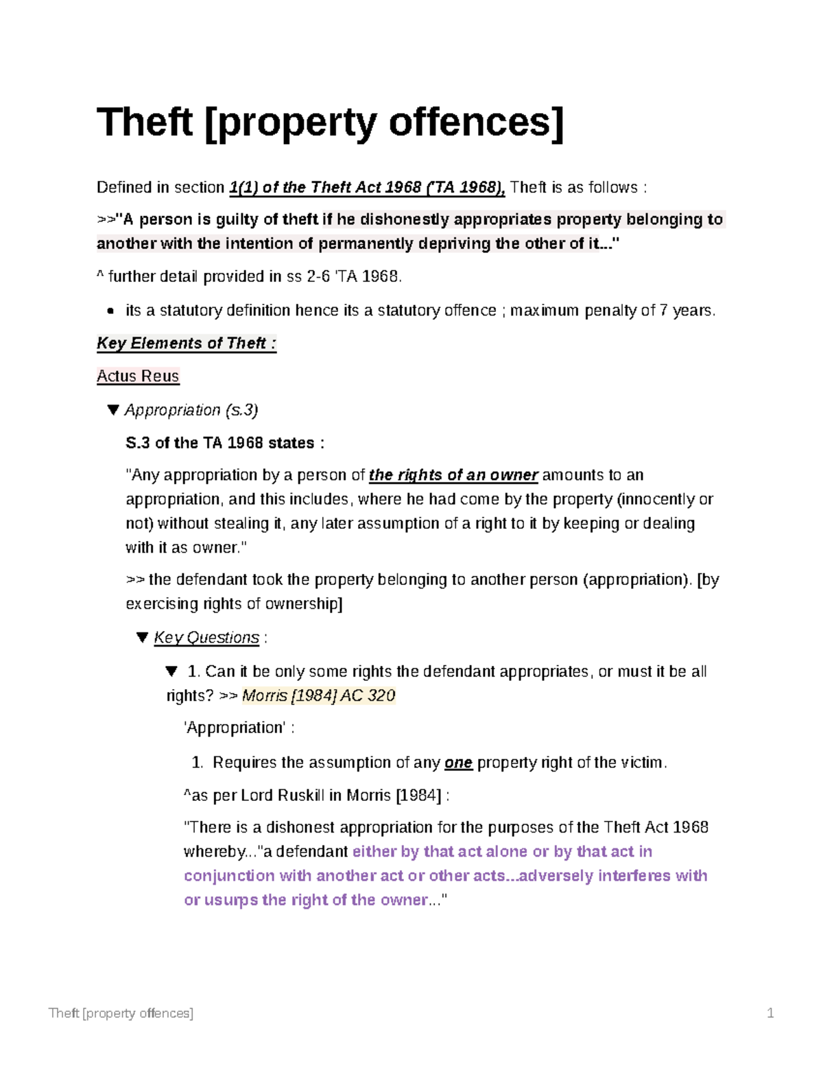 Theft Property Offences - Theft [property Offences] Defined In Section ...