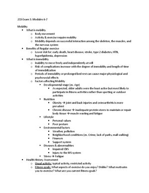 215 Student exam 4 ouline worksheet - 215 Exam 4 review Modules 11 & 12 ...