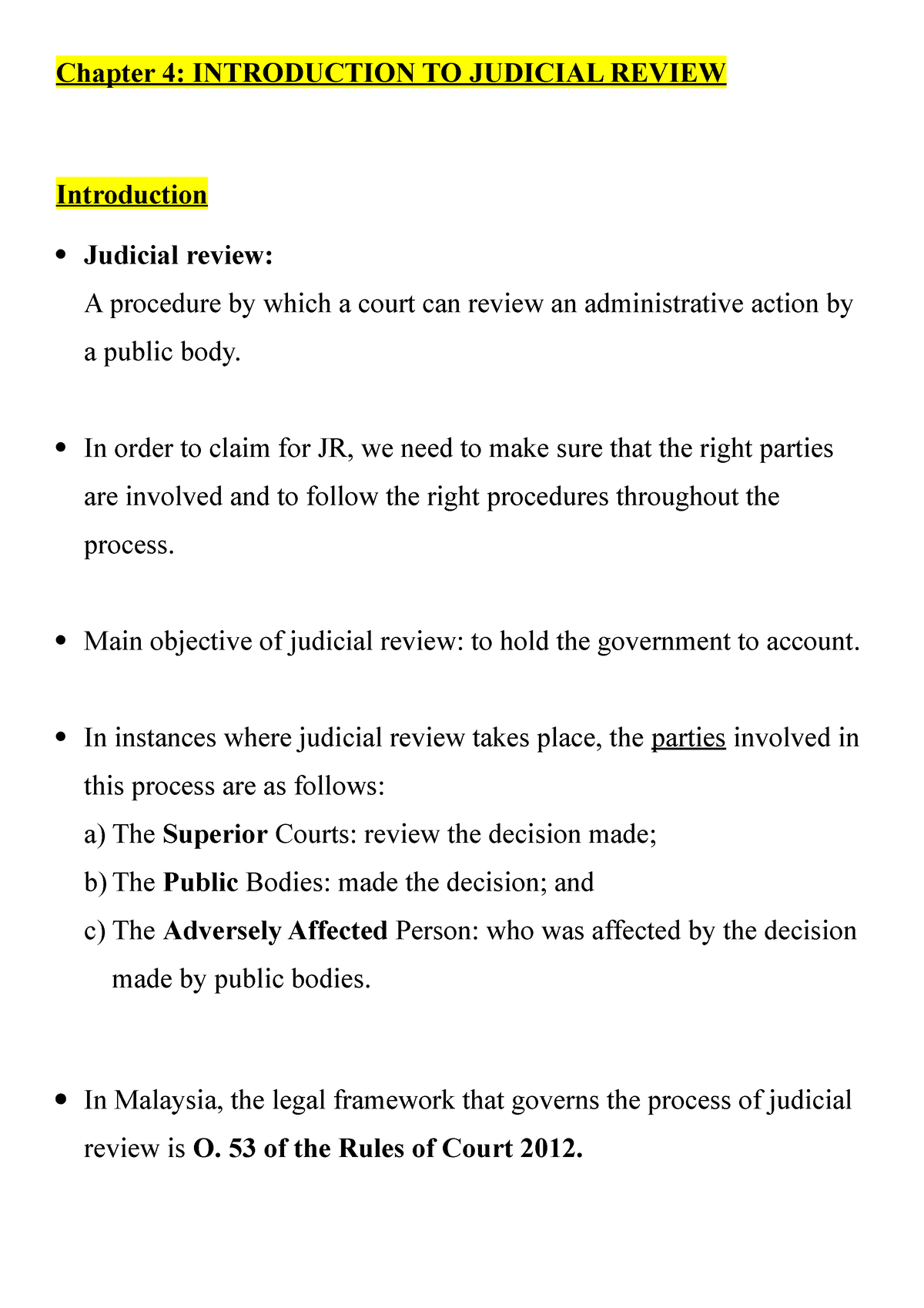 Chap 4 -Introduction To JR - Chapter 4: INTRODUCTION TO JUDICIAL REVIEW ...