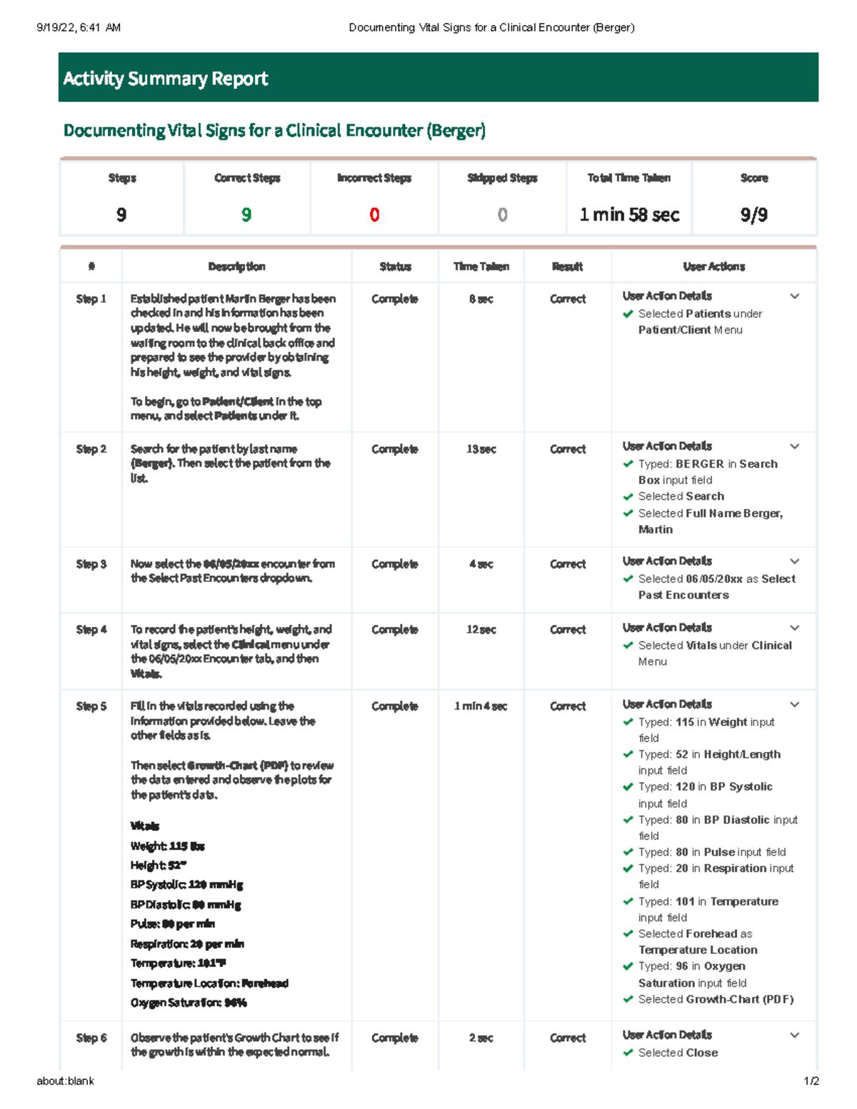 Documenting Vital Signs for Clinical Encounter Study Guide - 9/19/22, 6 ...