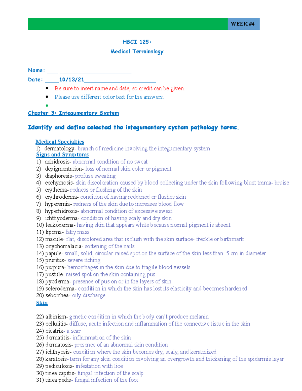 assignment 12 chapter homework medical terminology