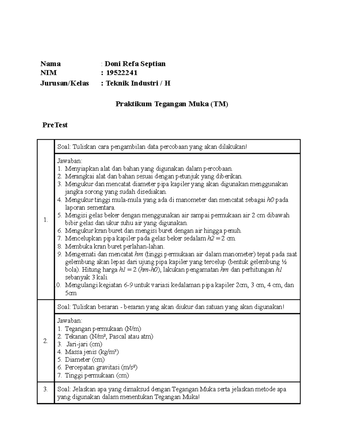 Pre Test Tm Pre Test Tm Nama Doni Refa Septian Nim 19522241