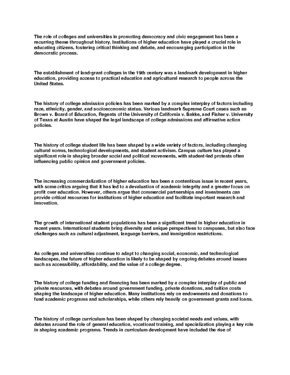 History - The role of colleges and universities in promoting democracy ...