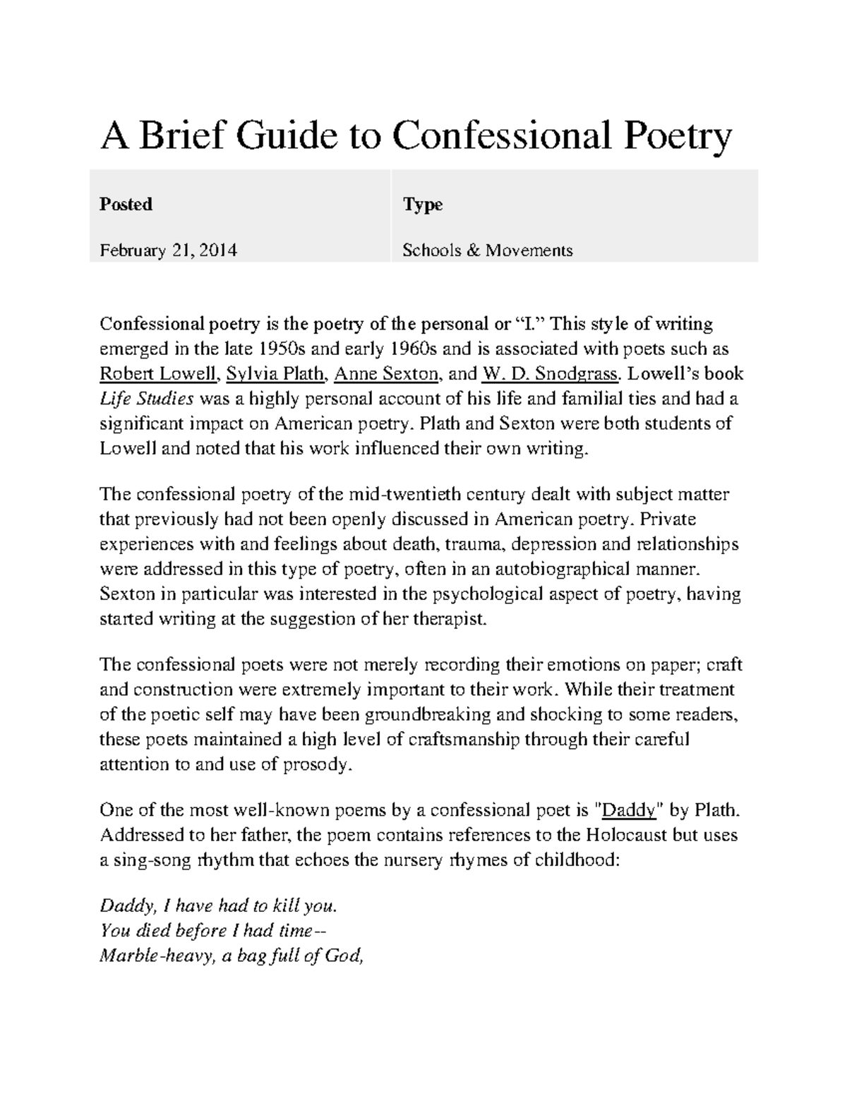 A Brief Guide To Confessional Poetry A Brief Guide To Confessional a-brief-guide-to-confessional-poetry-a-brief-guide-to-confessional