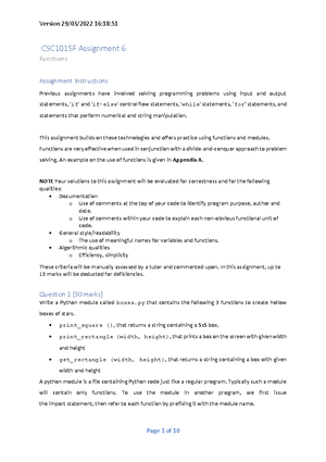 2022 Assignment 6 : Functions