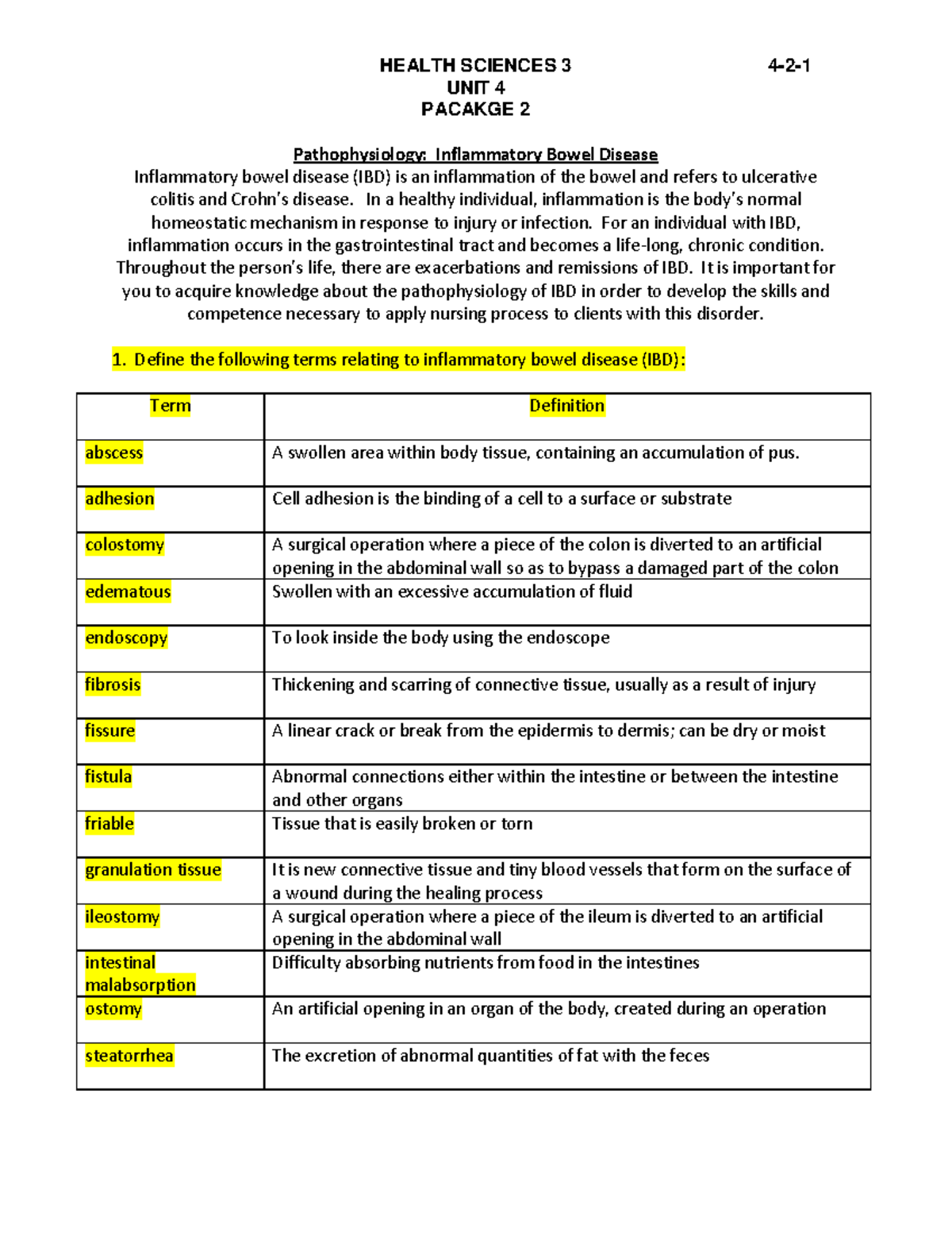 Lecture notes, all lectures - HEALTH SCIENCES 3 4-2- UNIT 4 PACAKGE 2 ...