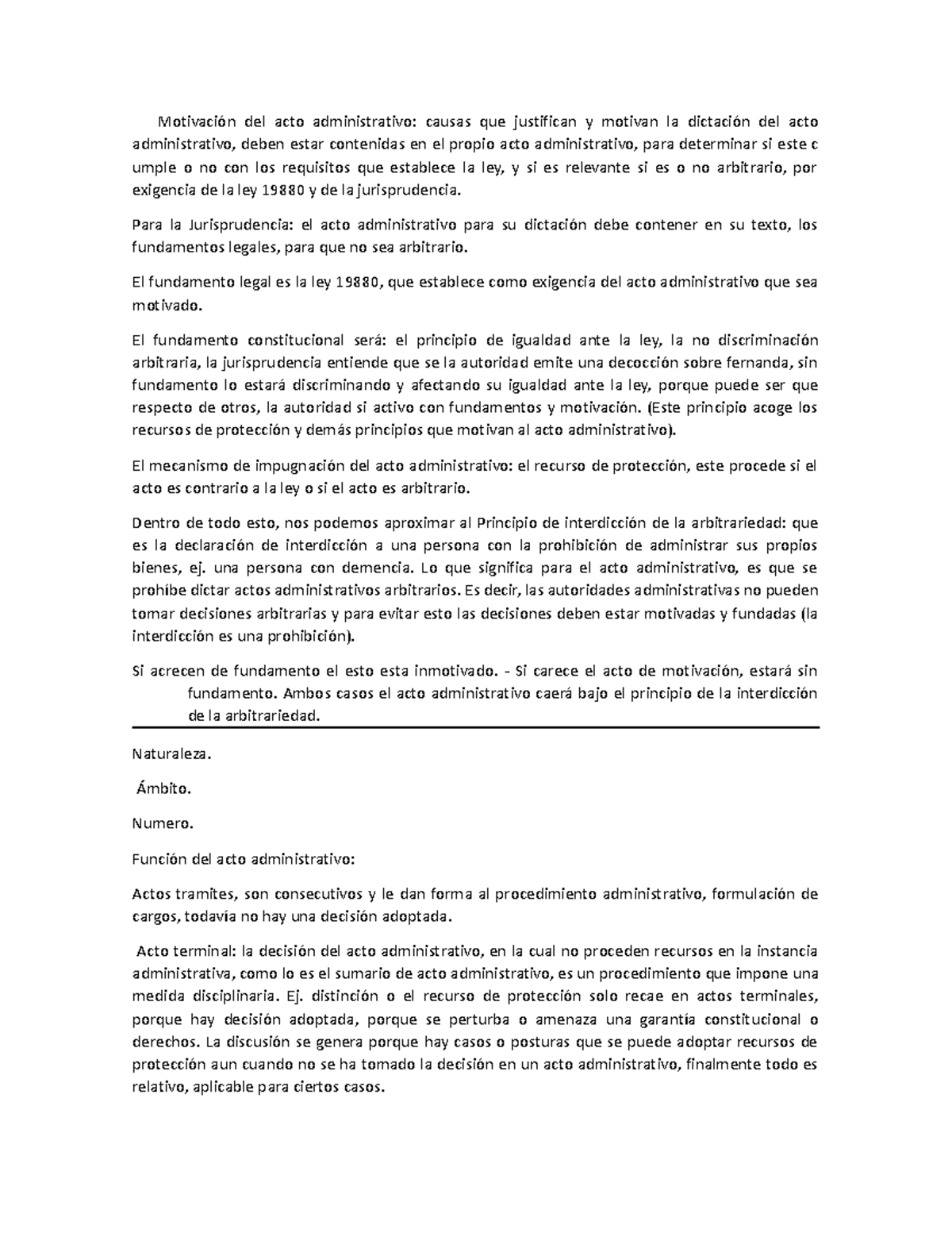 Acto administrativo son notas de clase Motivación del acto