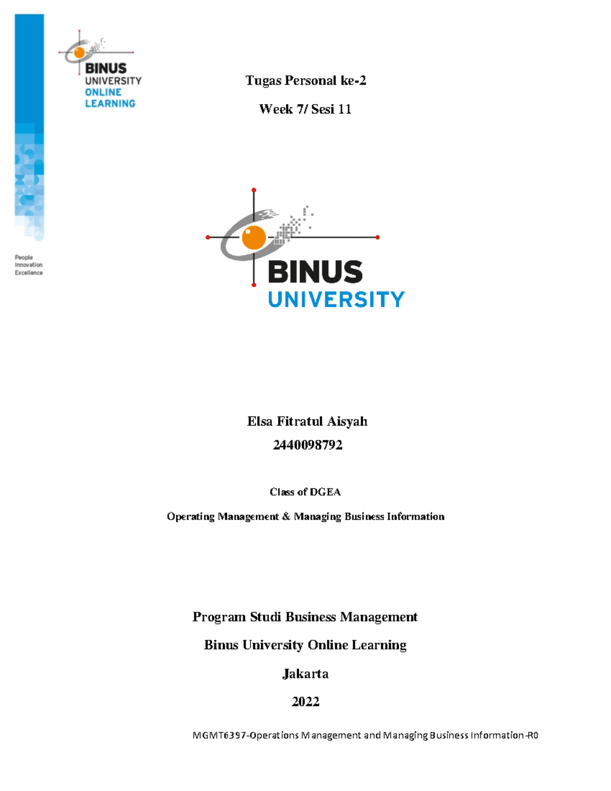 TP2 Elsafa 244098792_PDF - Operations - Binus - Studocu