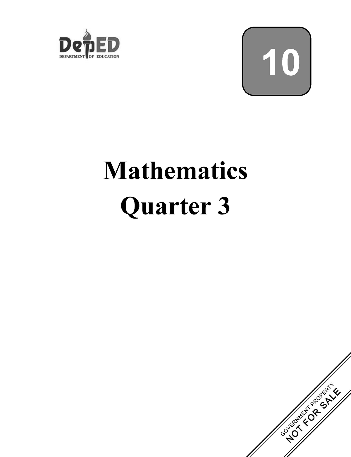 Math Quarter 3 Grade 10 Mathematics Quarter 3 10 Development Team Of 