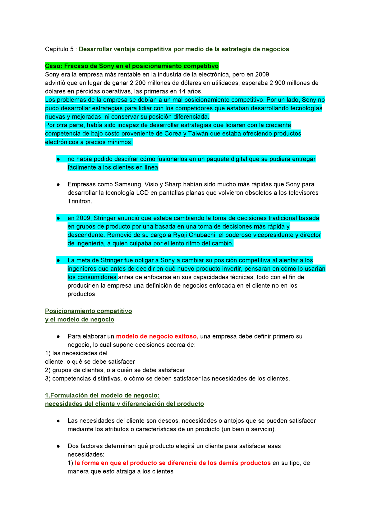 Capítulo 5 - GE - 9na edición - Capítulo 5 : ​Desarrollar ventaja  competitiva por medio de la - Studocu