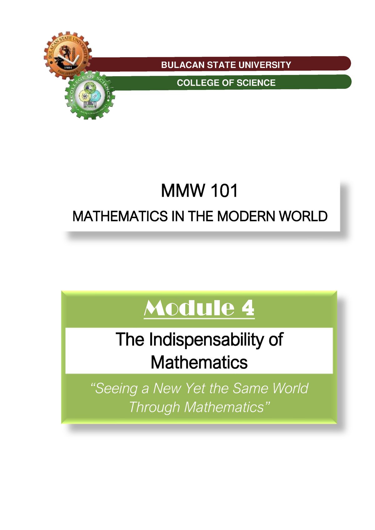 Module 4 - The Indispensability Of Mathematics - MMW 101 MATHEMATICS IN ...