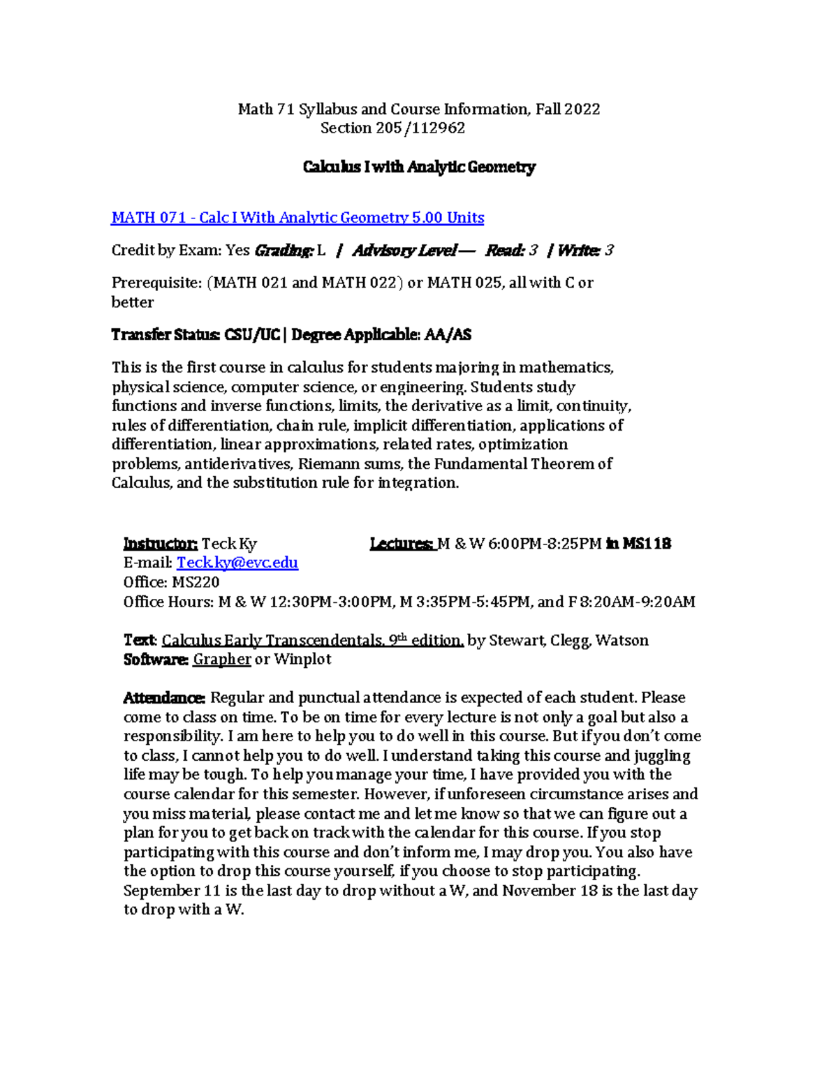 Ky-Math71F22 - This is the syllabus for the 2022/2023 fall semester ...