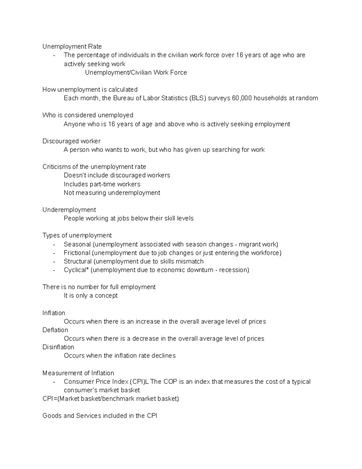 3 9 17 - Lecture notes 9 - Unemployment Rate The percentage of ...