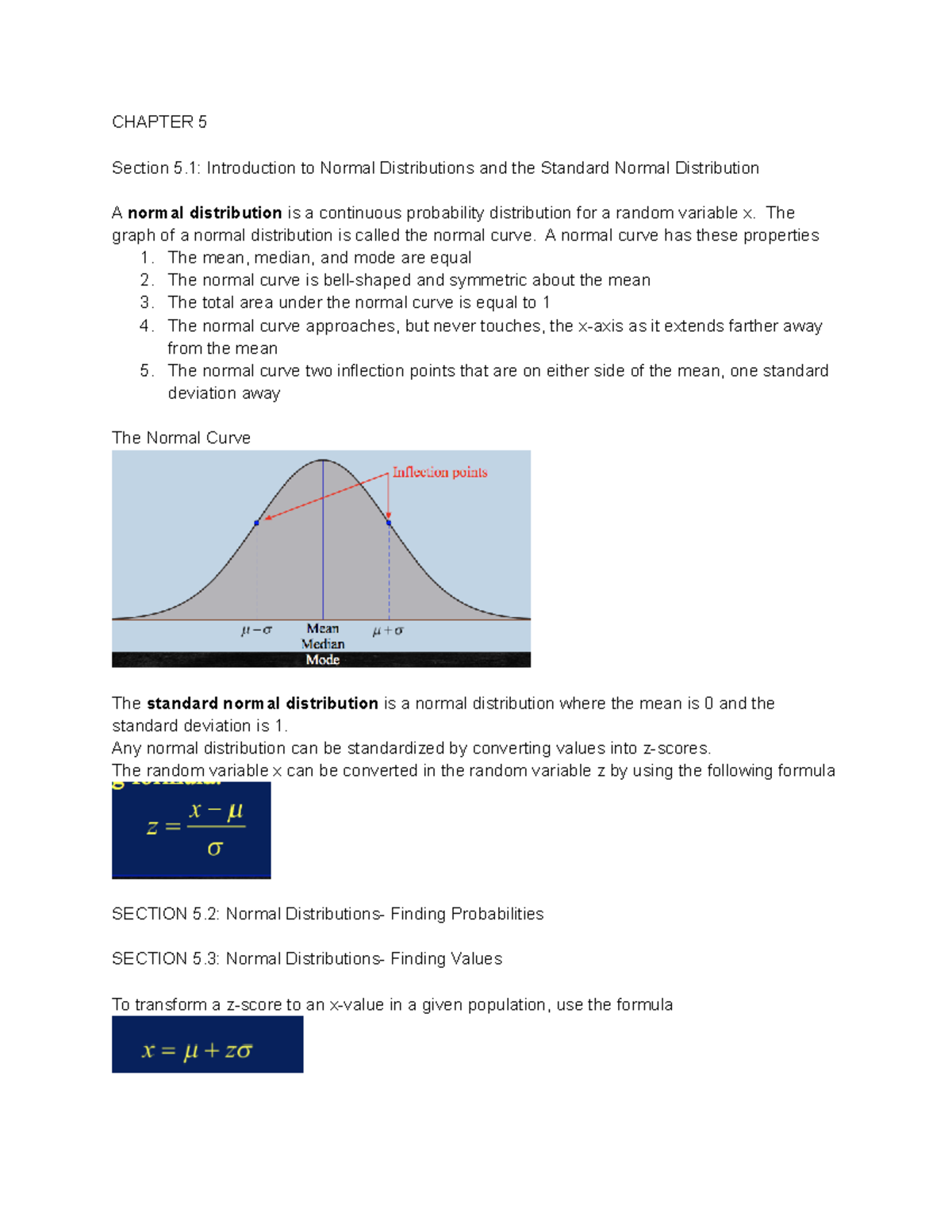 Chapter 5 Notes - Statistics And Probability - CHAPTER 5 Section 5 ...