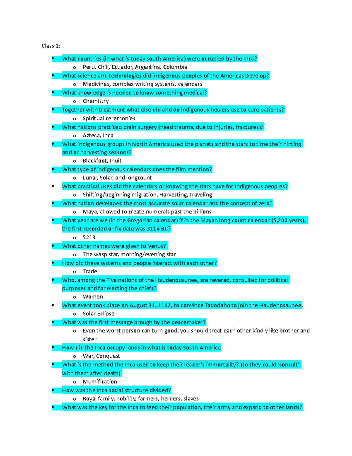 Indigenous 107 Final Notes - Class 1: What Countries (in What Is Today ...