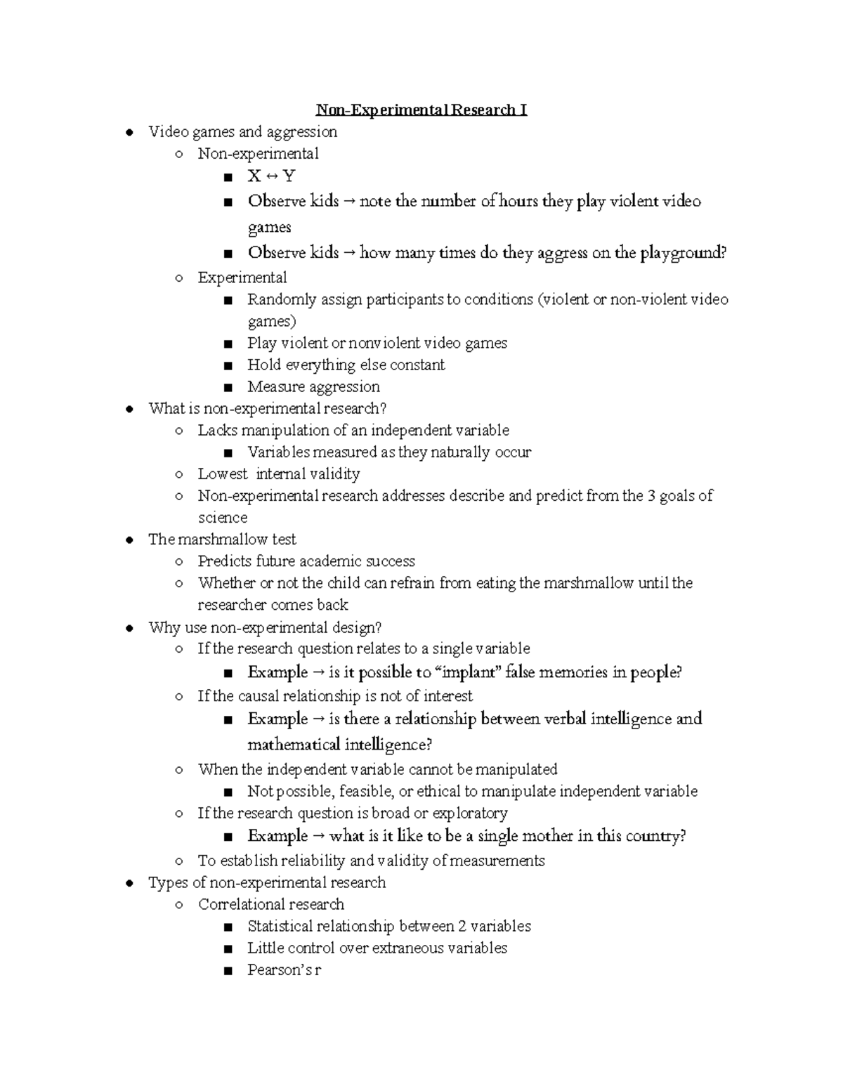 non experimental research in psychology