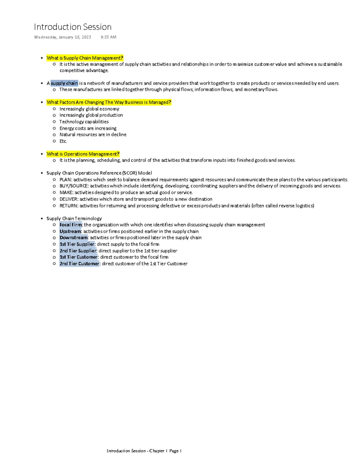 Introduction Session - Chapter 1 - What is Supply Chain Management? It ...