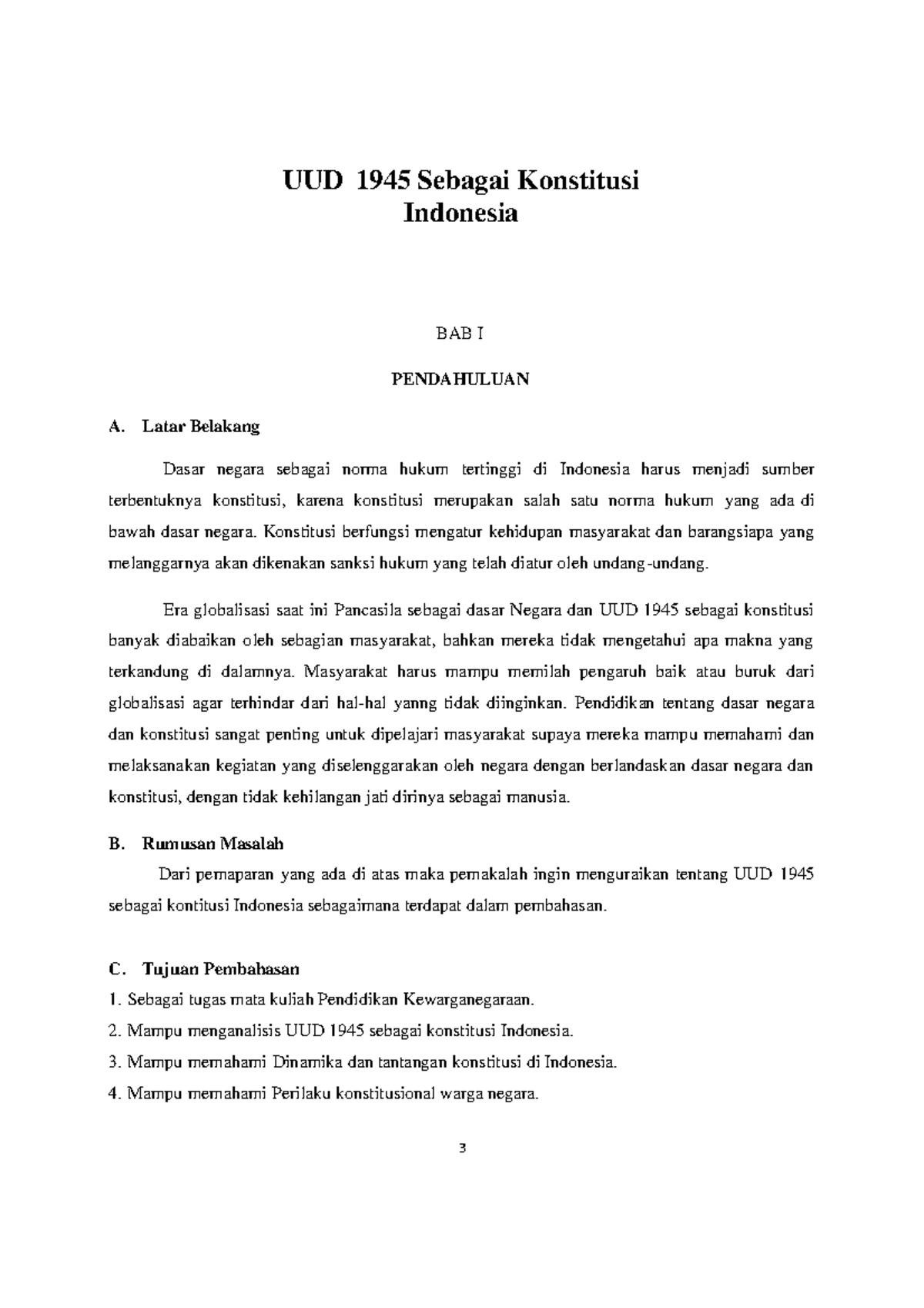 Makalah PKN Kelompok 3 - UUD 1945 Sebagai Konstitusi Indonesia - UUD ...