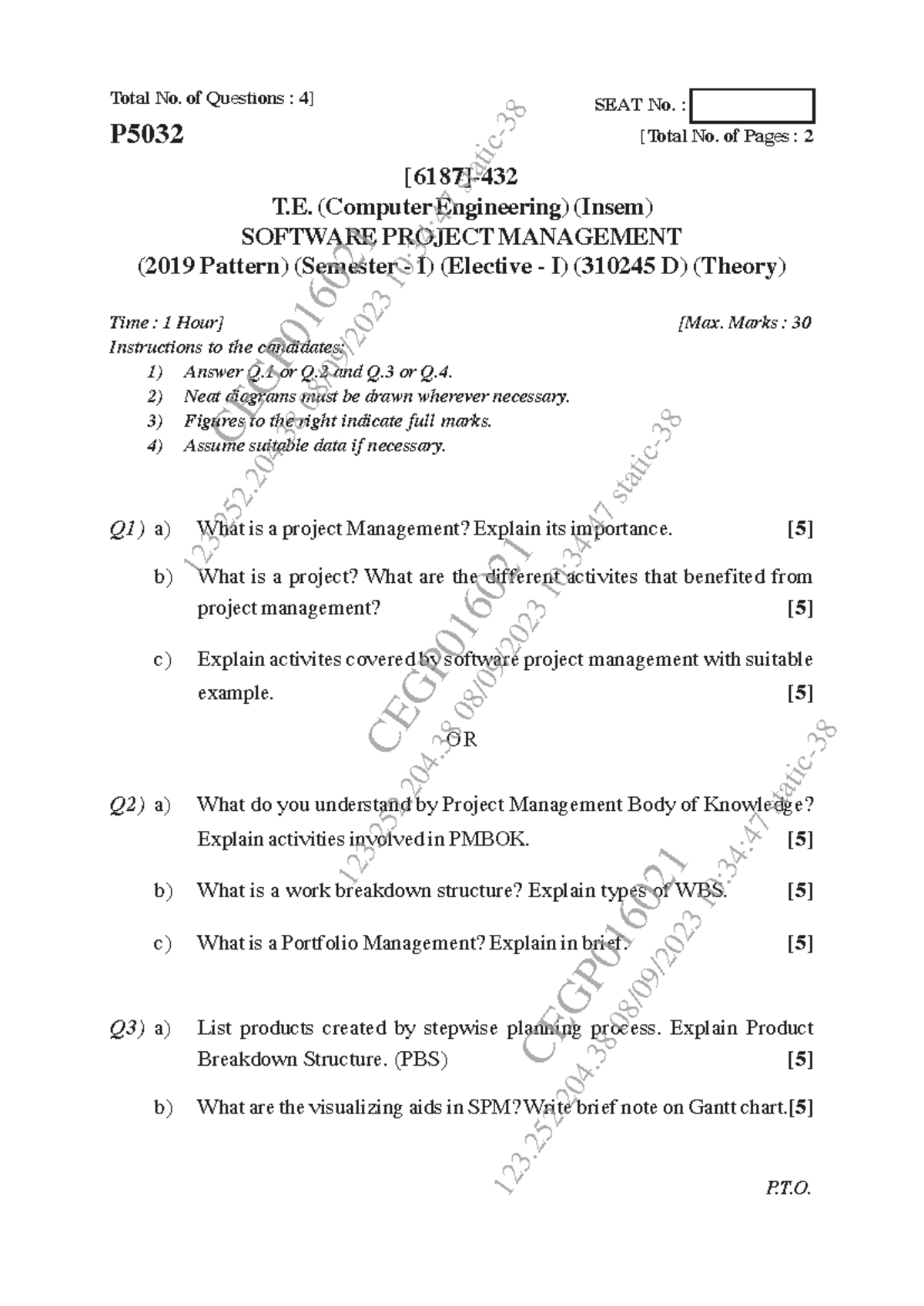 SPM- Insem Unlocked - Total No. Of Questions : 4] [6187]- T. (Computer ...