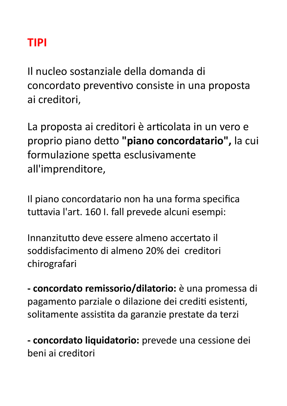 TIPI Concordato Preventivo - TIPI Il Nucleo Sostanziale Della Domanda ...