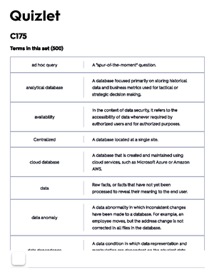 WGU C175 Fundamentals Of Database Management Systems Study Guide - C175 ...