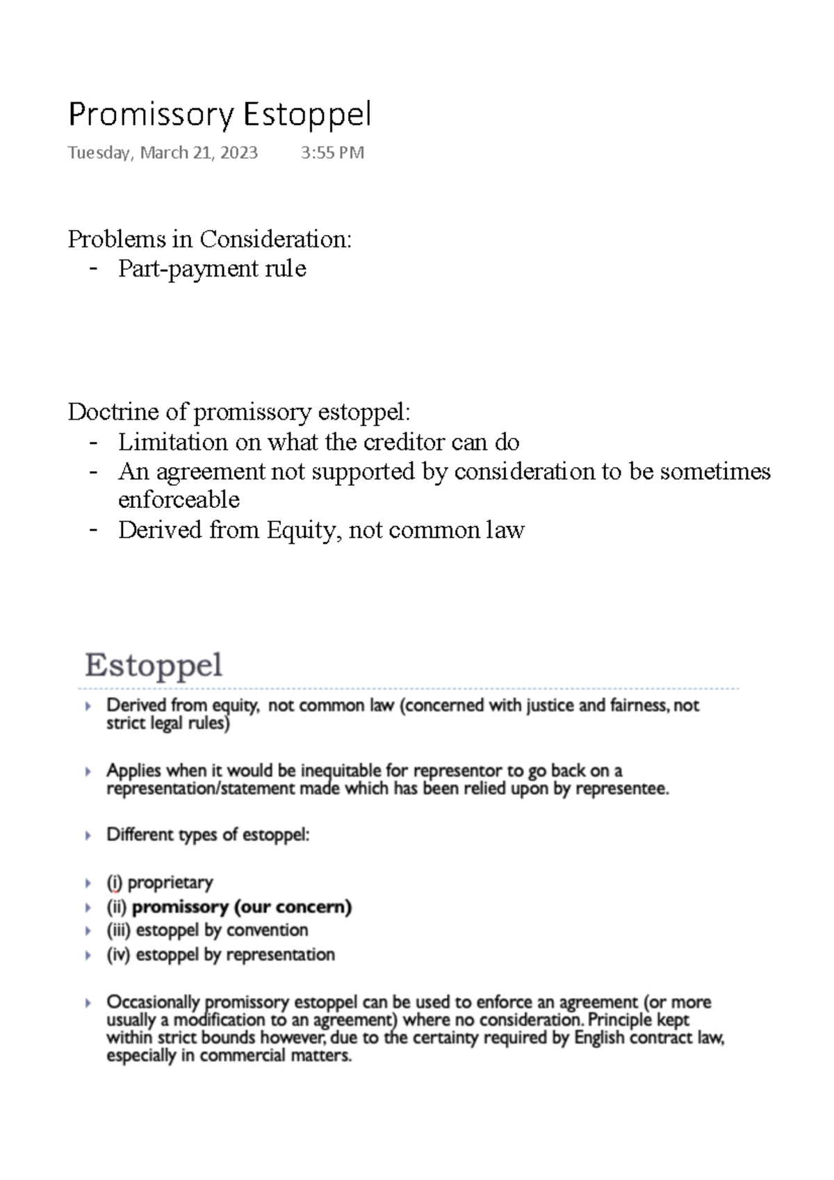 Promissory Estoppel —A Sample Question And Answer – OOOI