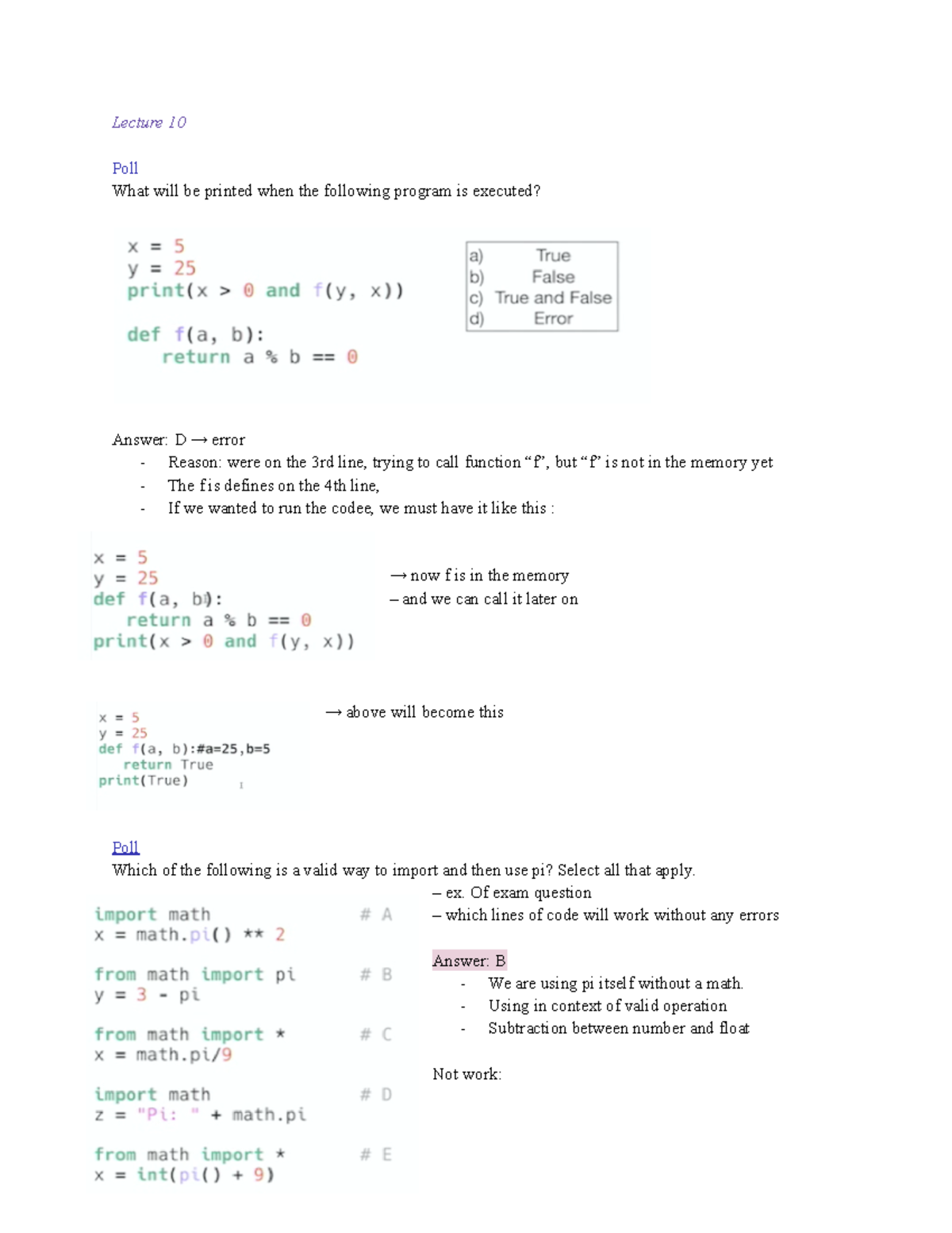 10-12 - lecture notes - Lecture 10 Poll What will be printed when the ...