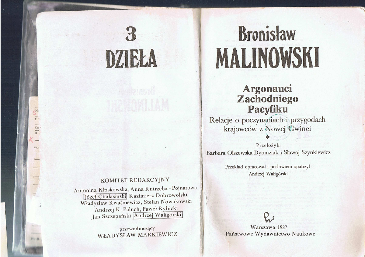 Malinowski Bronisław - Argonauci Zachodniego Pacyfiku - Psychologia ...