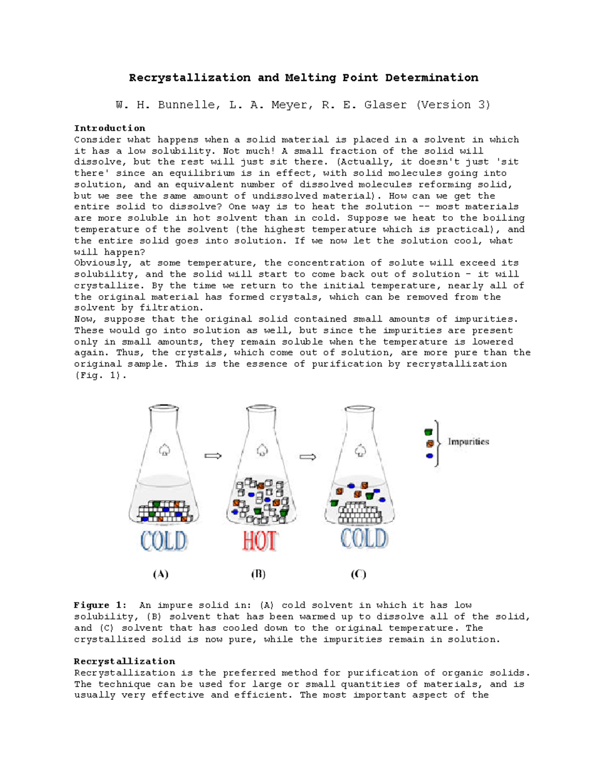 Recrystallization notes - Recrystallization and Melting Point ...