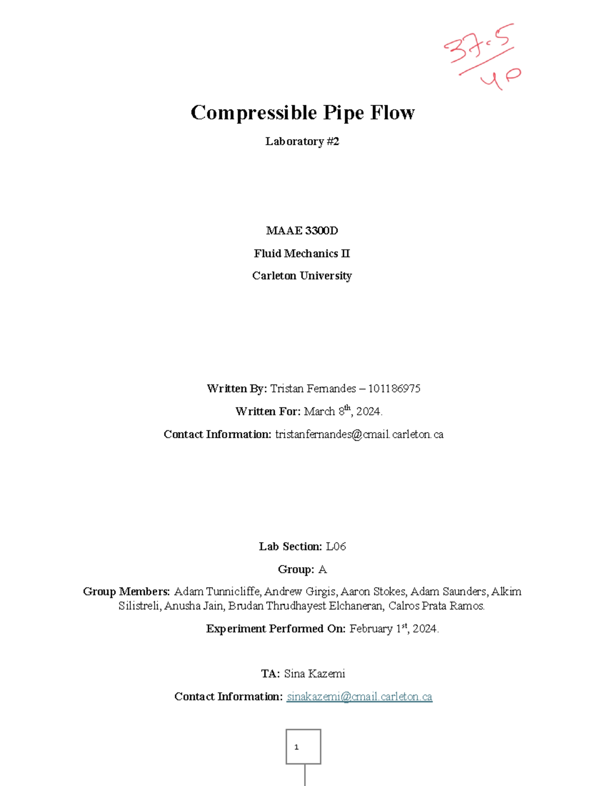 Lab2 compressible pipe flow with losses - Compressible Pipe Flow ...