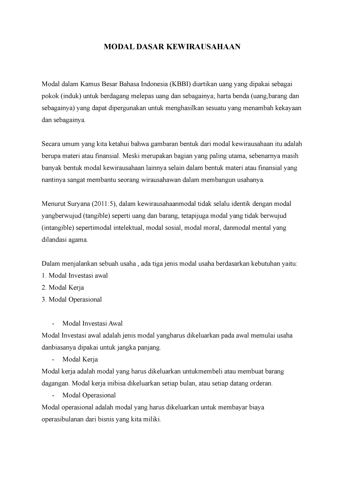 Modal Dasar Kewirausahaan Modal Dasar Kewirausahaan Modal Dalam Kamus Besar Bahasa Indonesia 0870