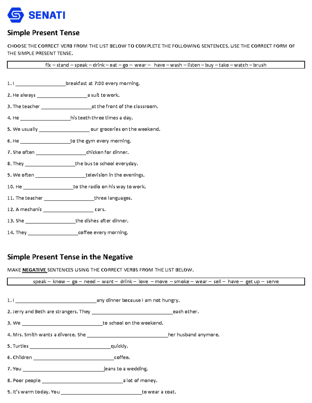 01 Homework 1 (present simple) - Simple Present Tense CHOOSE THE ...