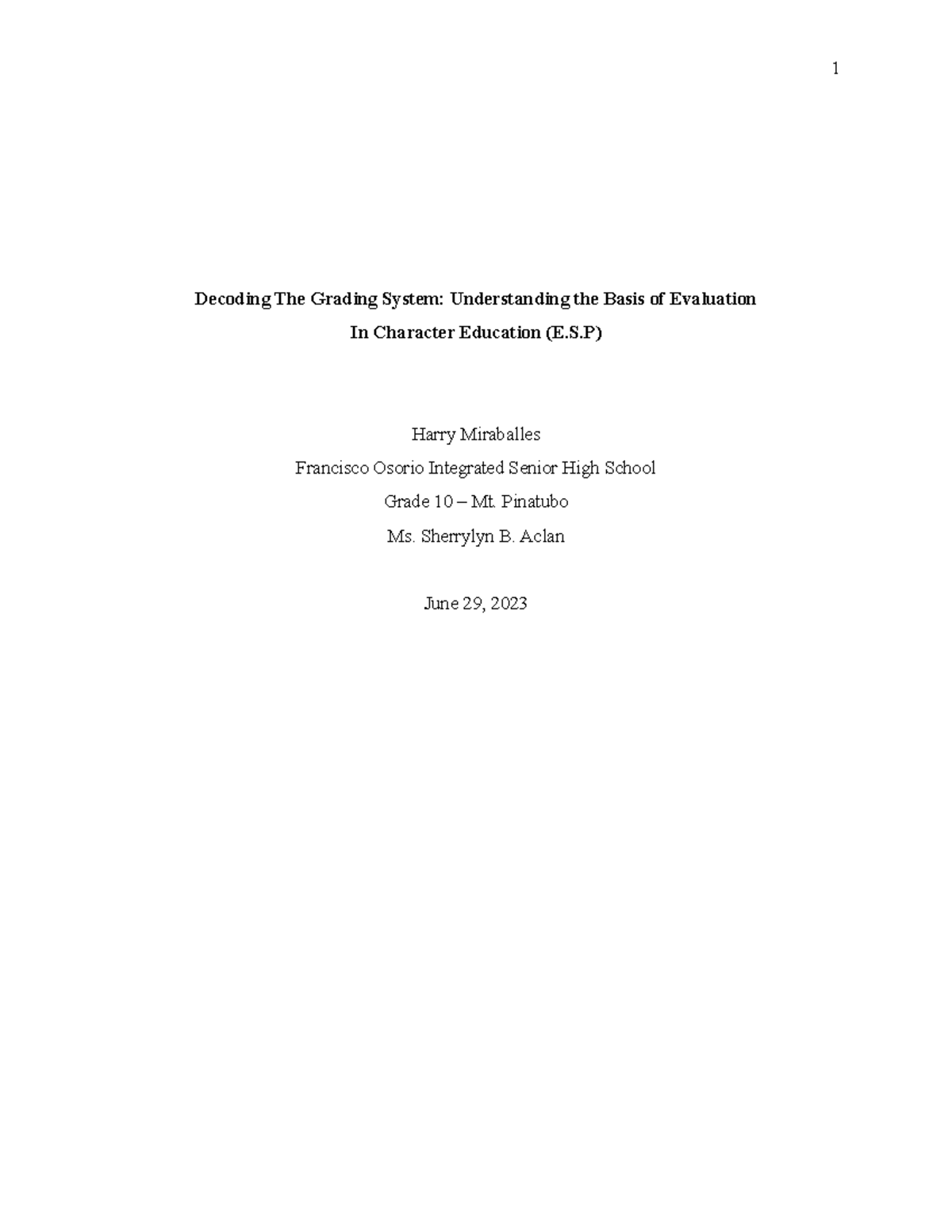 Decoding The Grading System - S) Harry Miraballes Francisco Osorio ...