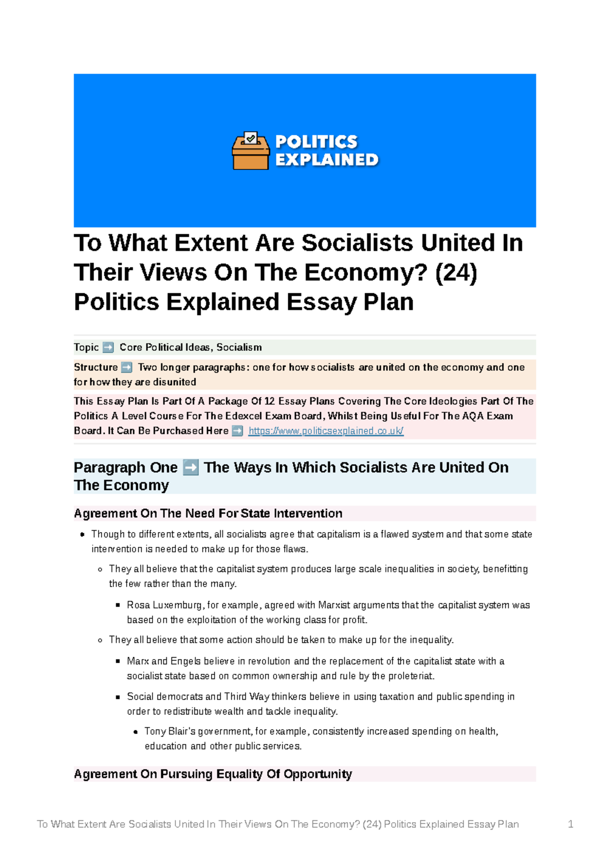 to what extent do socialists agree on the economy essay