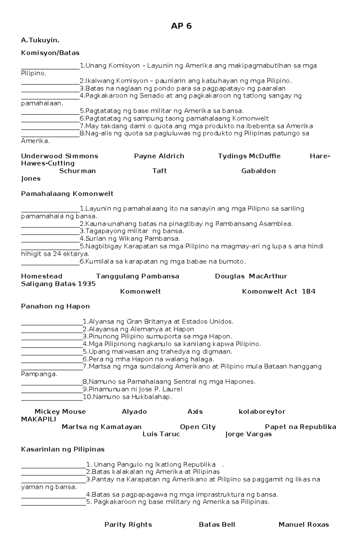 AP 6 November 11 - Ass - AP 6 A. Komisyon/Batas __________________1 ...