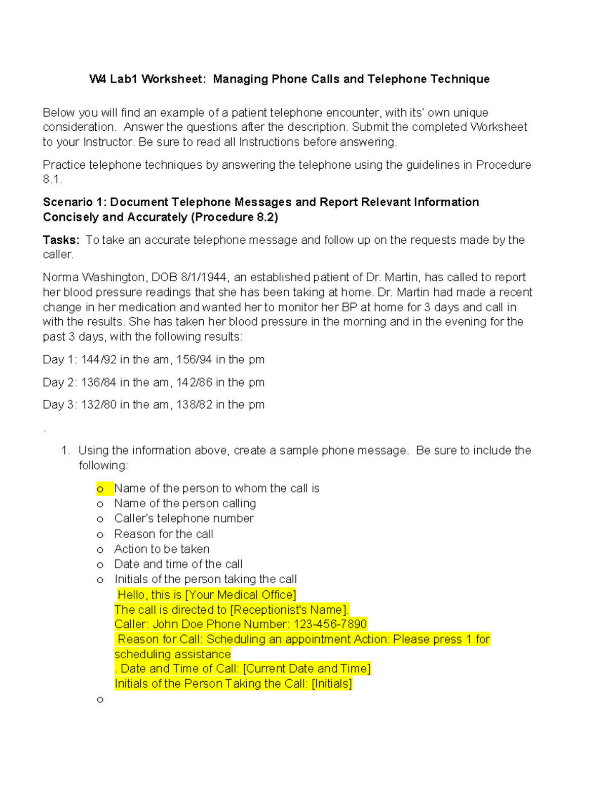 MOA110 W4 Lab Done - All Is Correct - W4 Lab1 Worksheet: Managing Phone ...