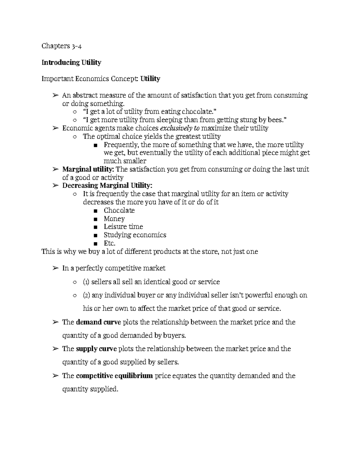 Econ Ch 3-Ch 4 Utility - Chapters 3- Introducing Utility Important ...