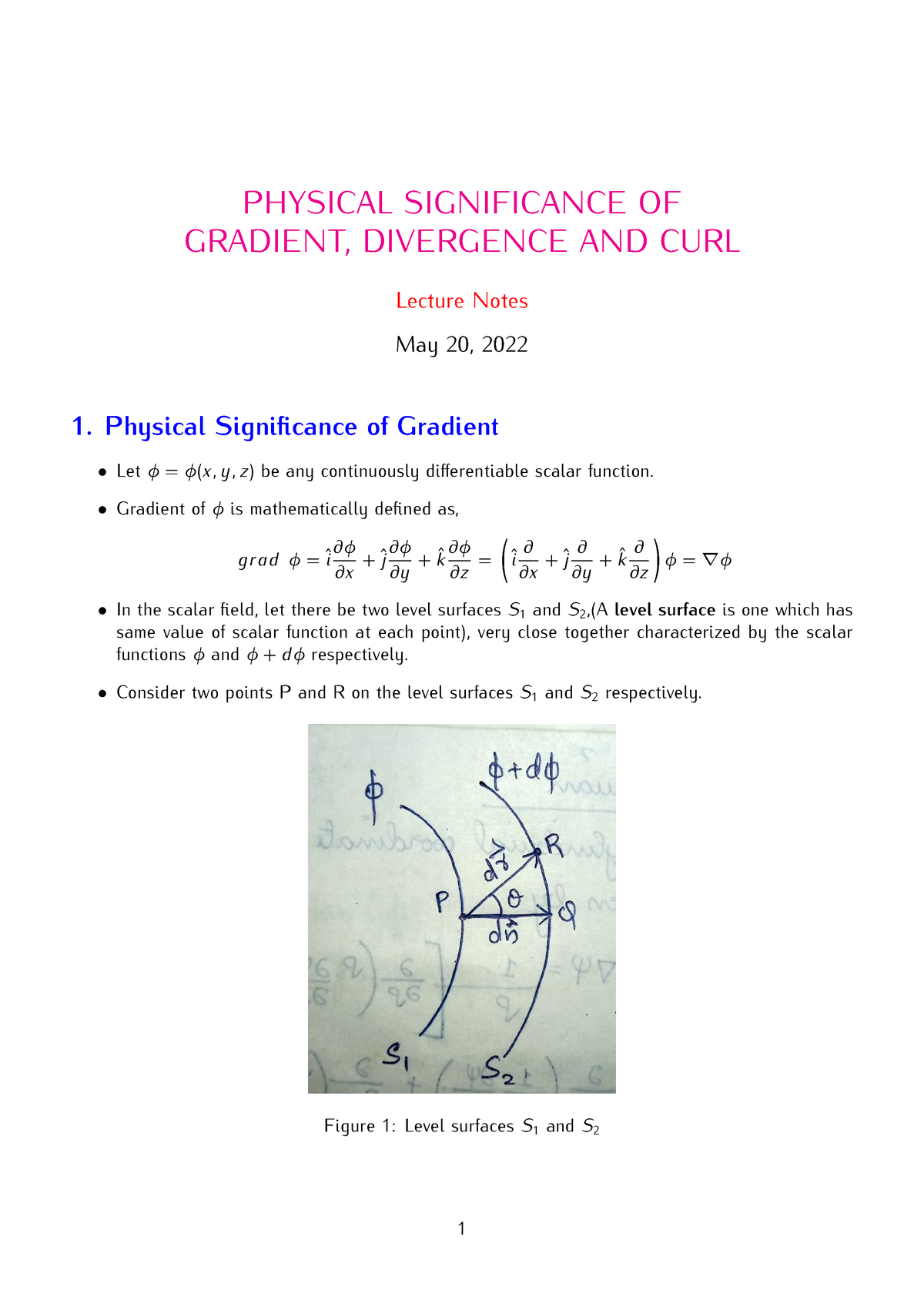 Studocu 3 Gradient Divergence Curl PHYSICAL SIGNIFICANCE OF GRADIENT 