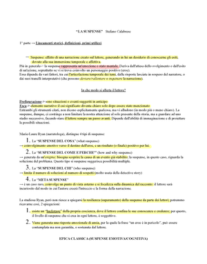 La suspense di Stefano Calabrese, Sintesi del corso di Semiotica