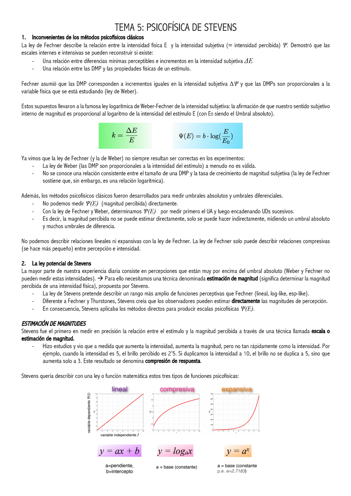 Tema 5 PsicofÍsica De Stevens Tema 5 PsicofÍsica De Stevens In Convenientes De Los Métodos