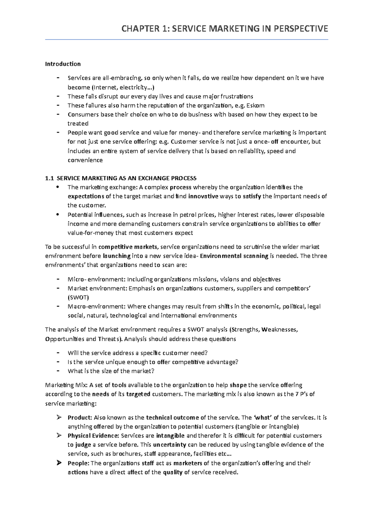 CH 1 Chapter summary highlighting key notes and important information